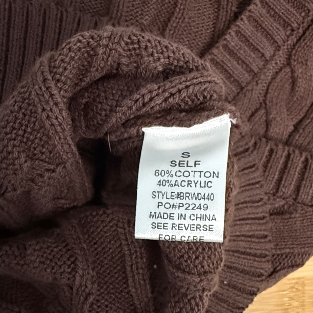 Bailey Rose Size Small Women's Teen Girl V-Neck Cable Knit Brown Sweater Vest - Picture 6 of 7